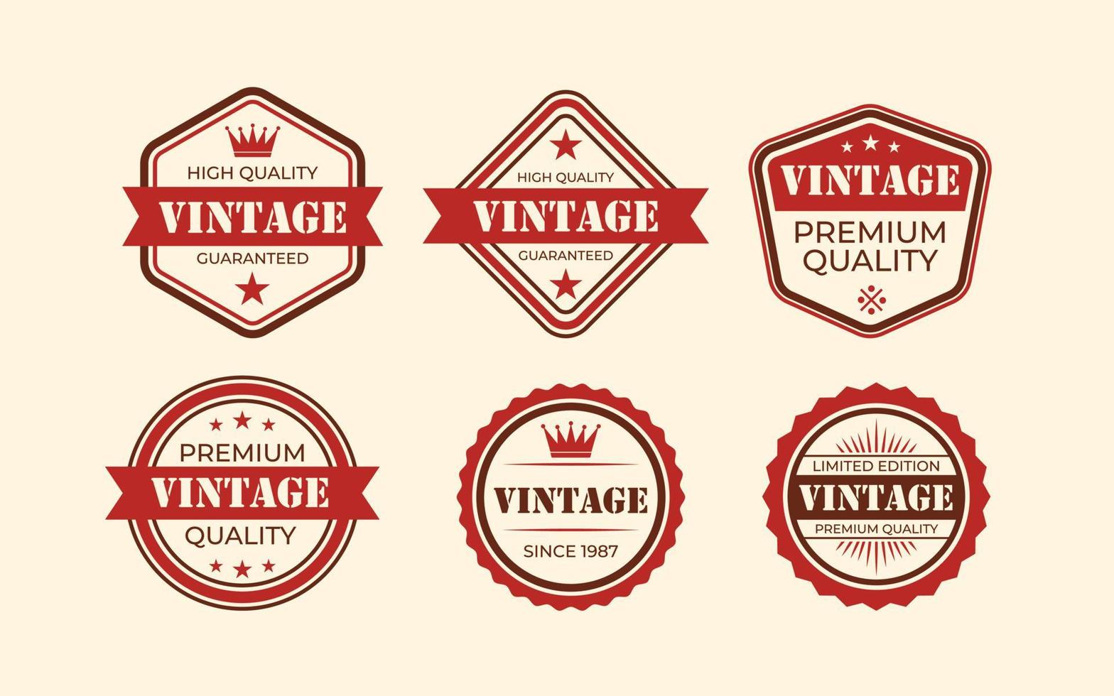 conjunto de Clásico antiguo retro logos con sencillo corona y estrellas, café tienda logos vector