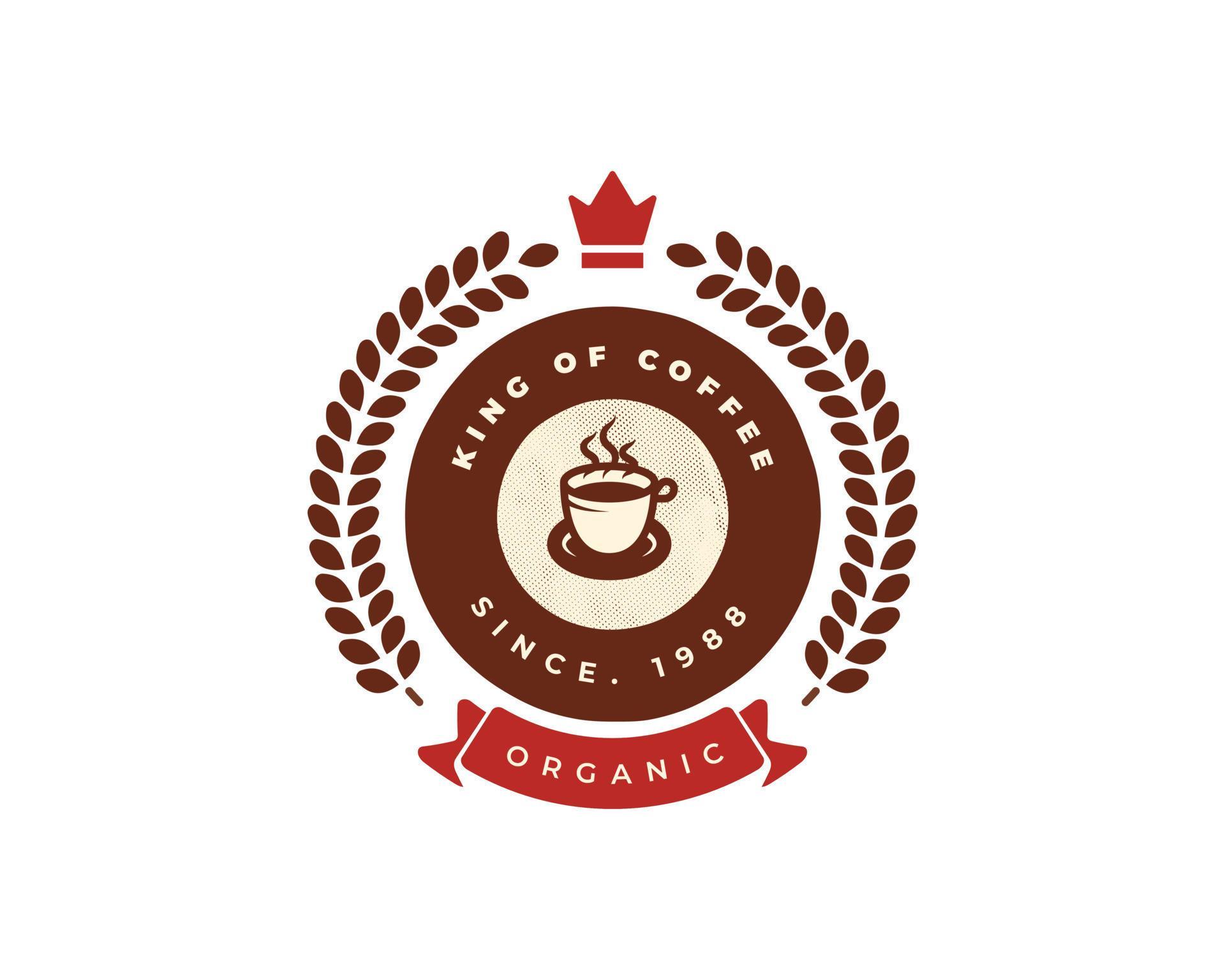 Coffee Cafe Retro Vintage Circle Badge Logo, King of coffee, cafe shop