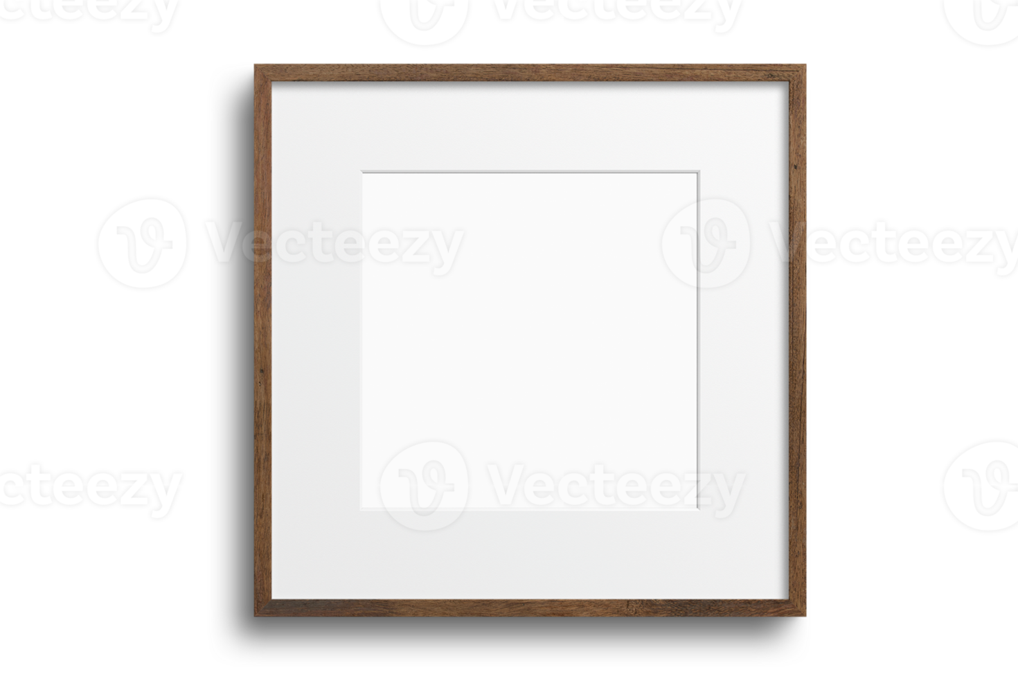 Brown square picture frame mockup isolated on a transparent background png