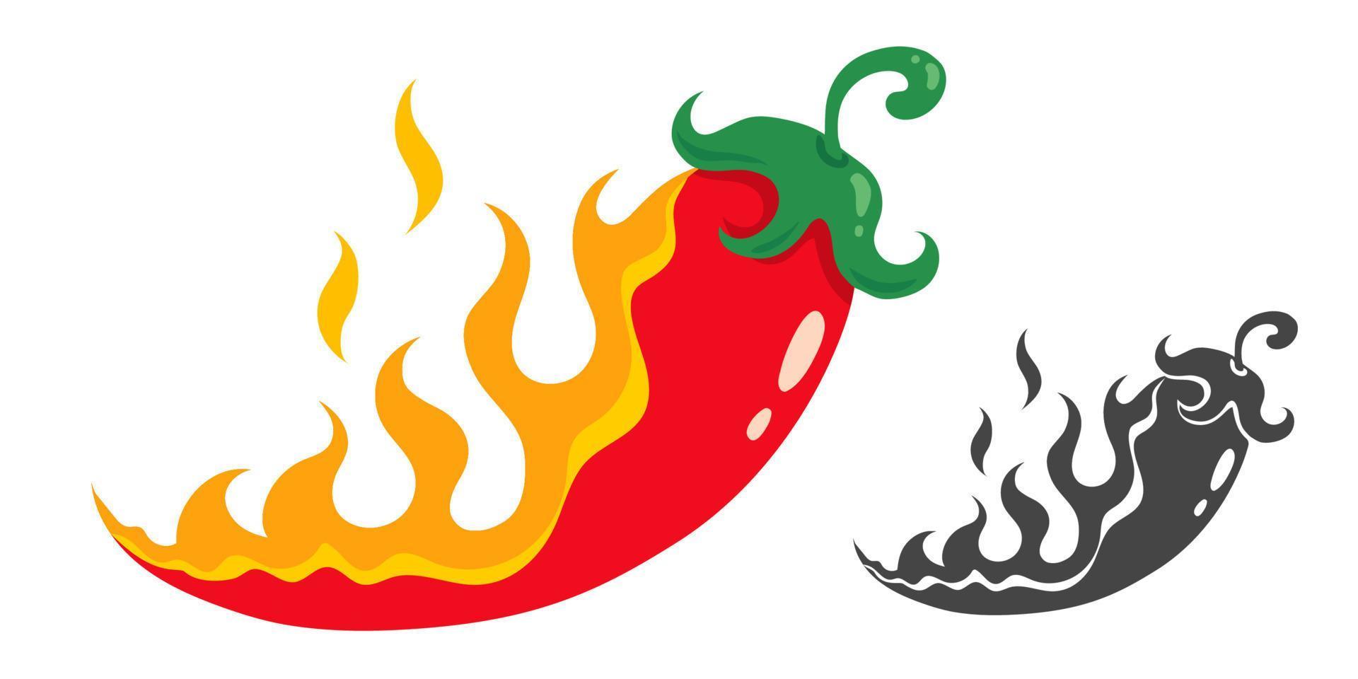 chili pepper in fire vector