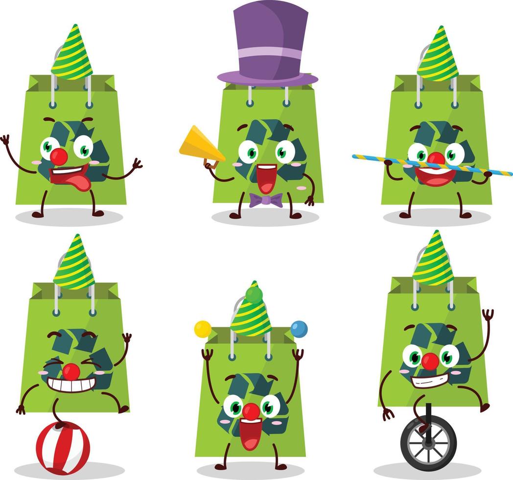 Cartoon character of recycle bag with various circus shows vector