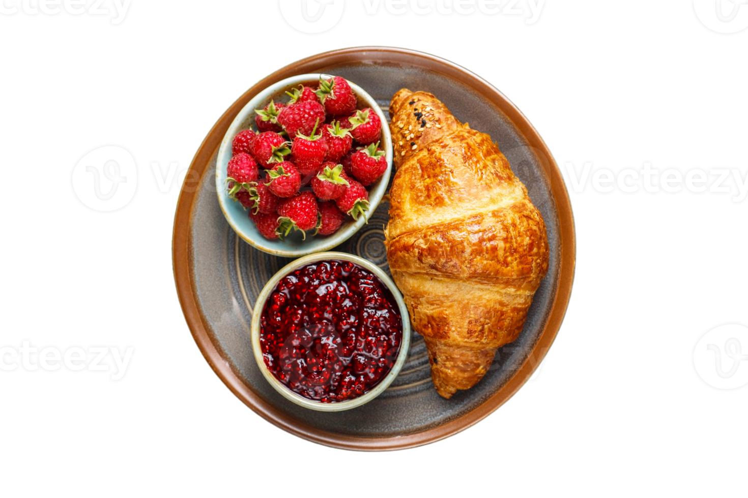 Breakfast croissant with fruit isolated on a transparent background png