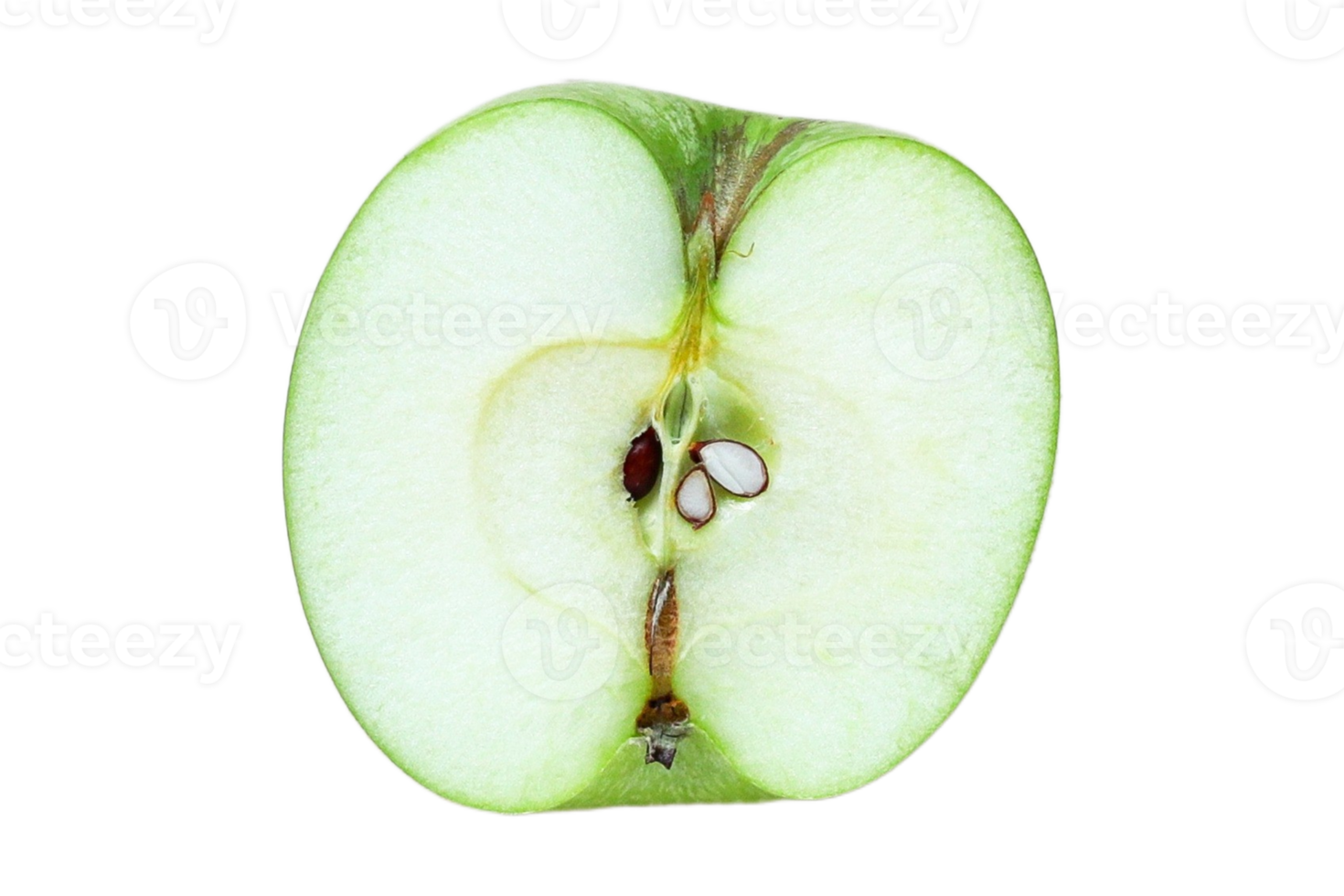 Half green apple isolated on a transparent background png