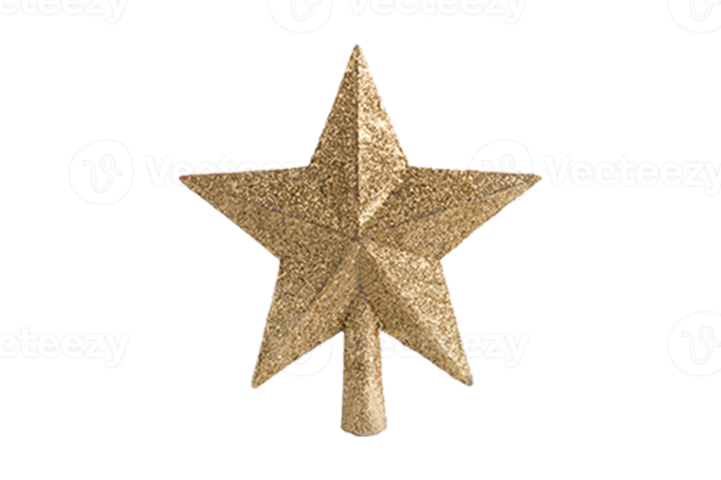 Golden christmas star decoration isolated on a transparent background png