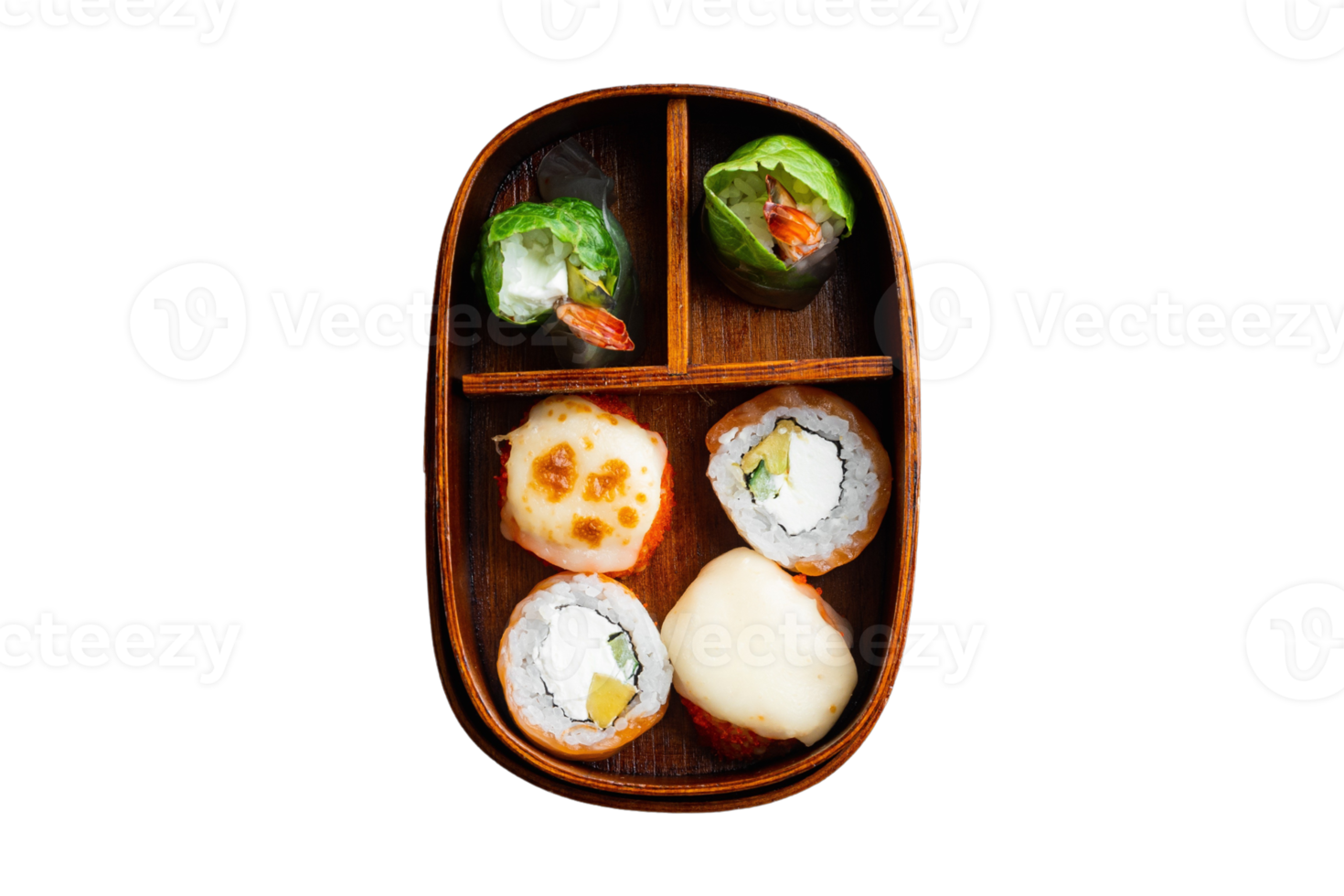 Japanese sushi rolls isolated on a transparent background png