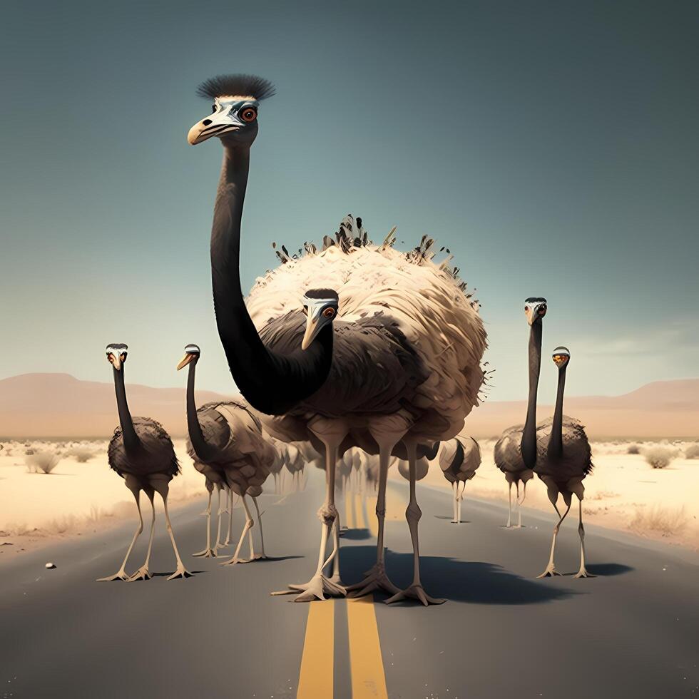 ostrich illustration AI Generated photo