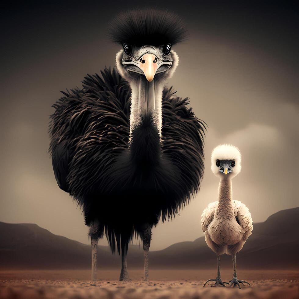 ostrich illustration aesthetic photo