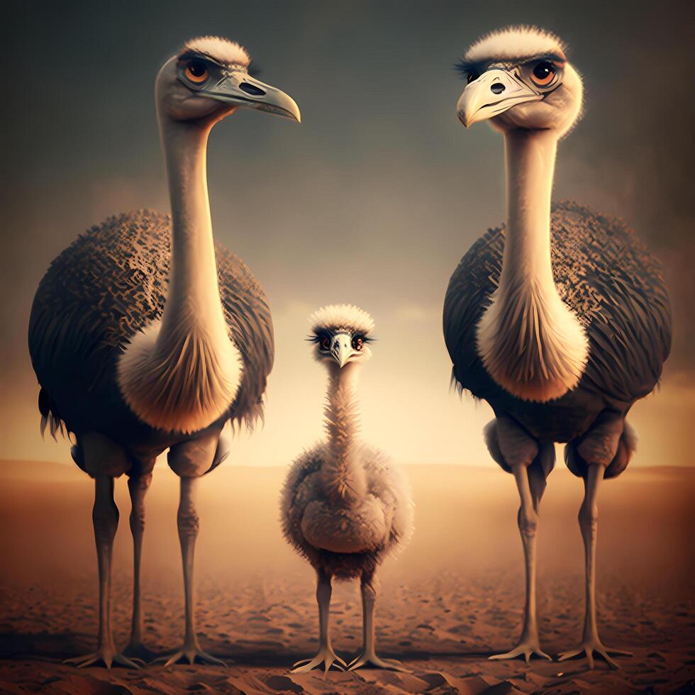 ostrich illustration AI Generated photo