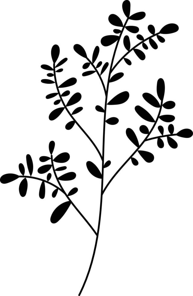 Hand drawn curly grass and flowers. illustrator vector