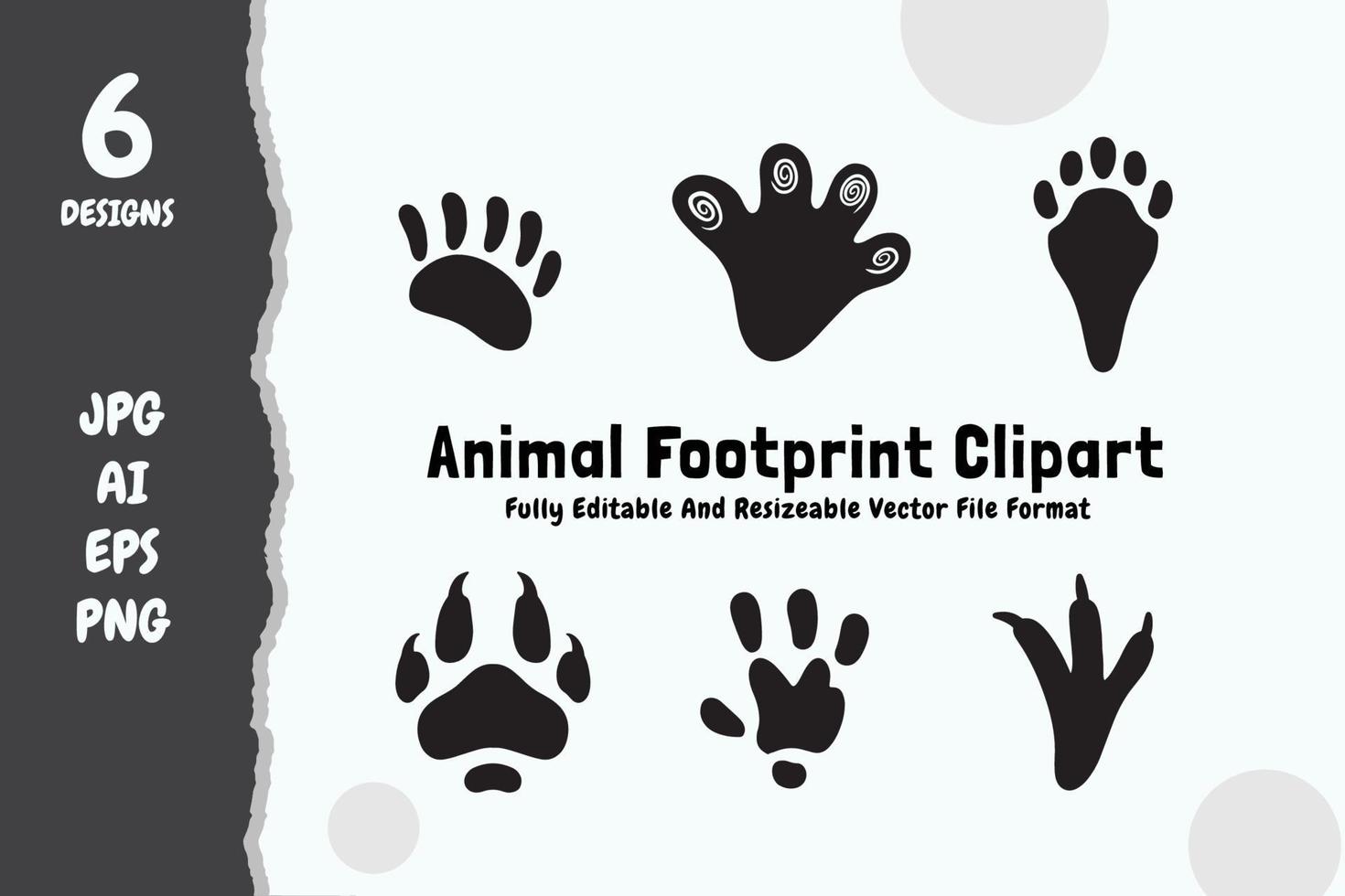 Animal Footprint Clipart Bundle vector