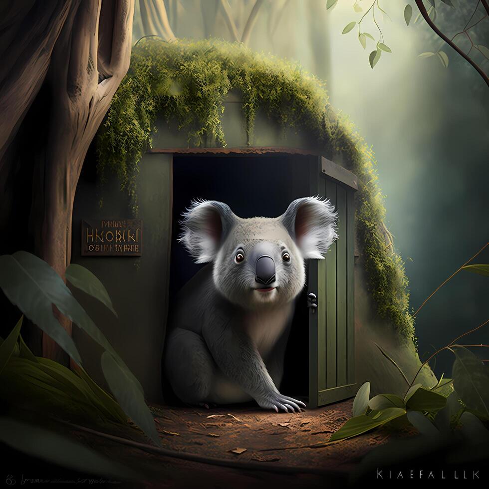 koala illustration aesthetic photo