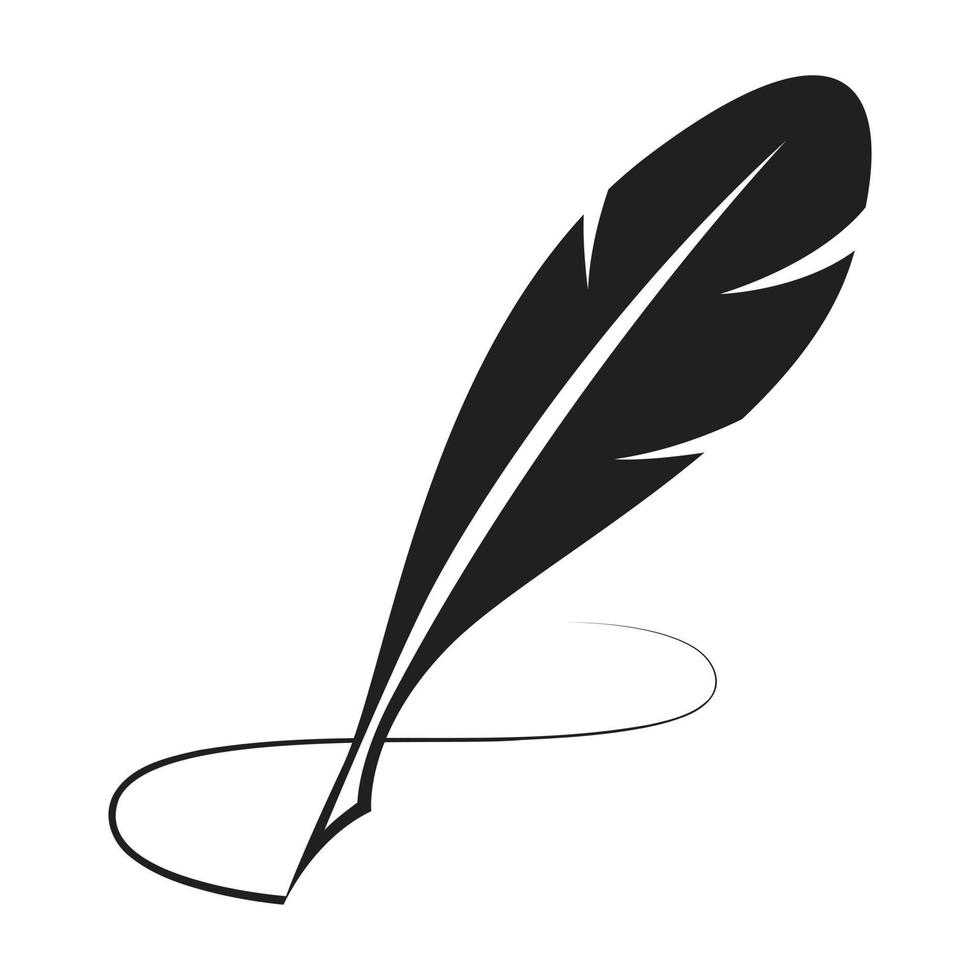 black feather pen on a white background. vector