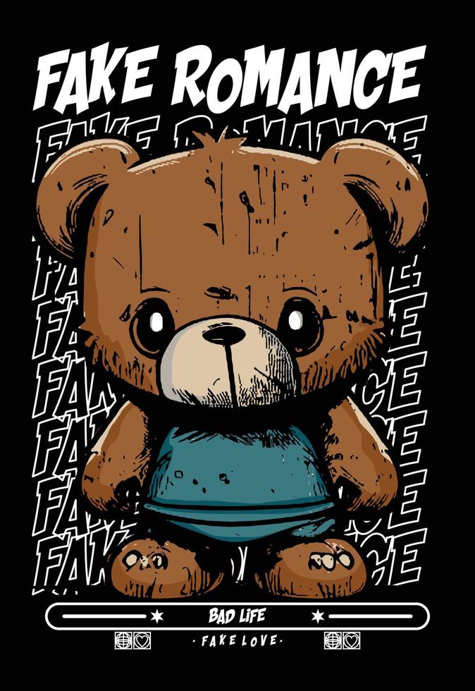 ropa de calle diseño osito de peluche oso vector