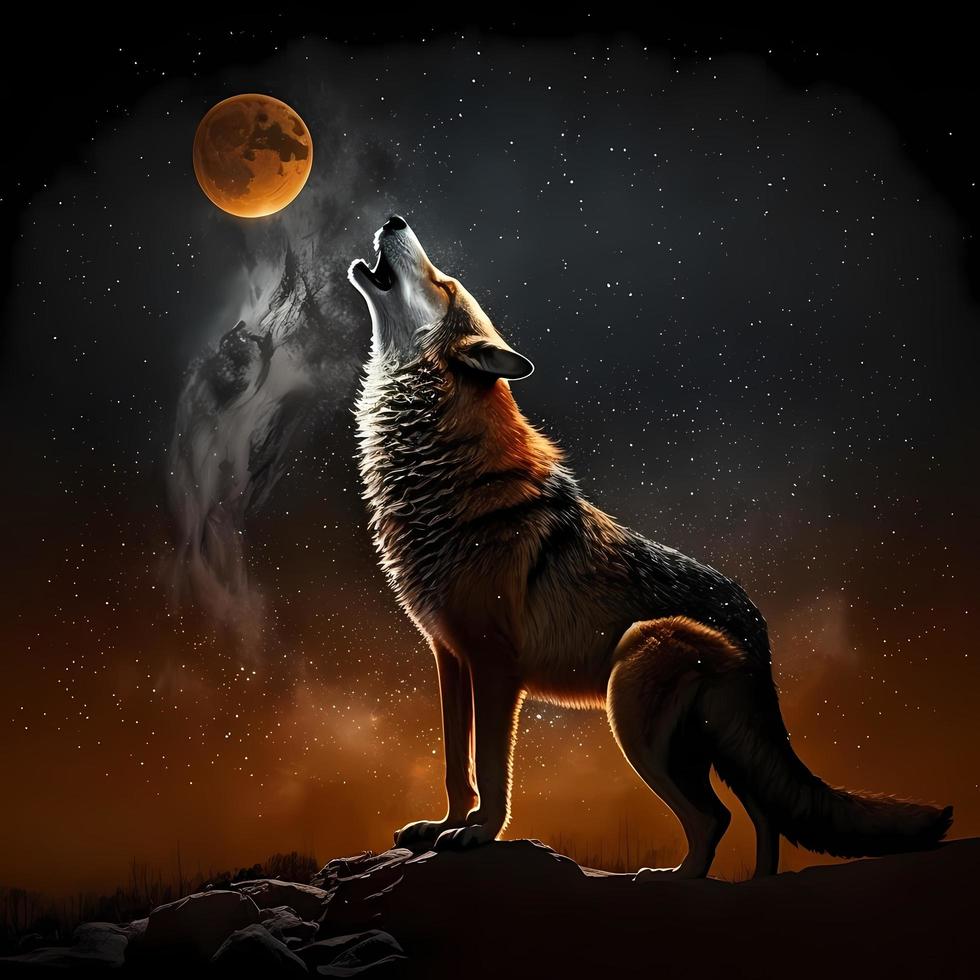 wolf illustration AI Generated photo