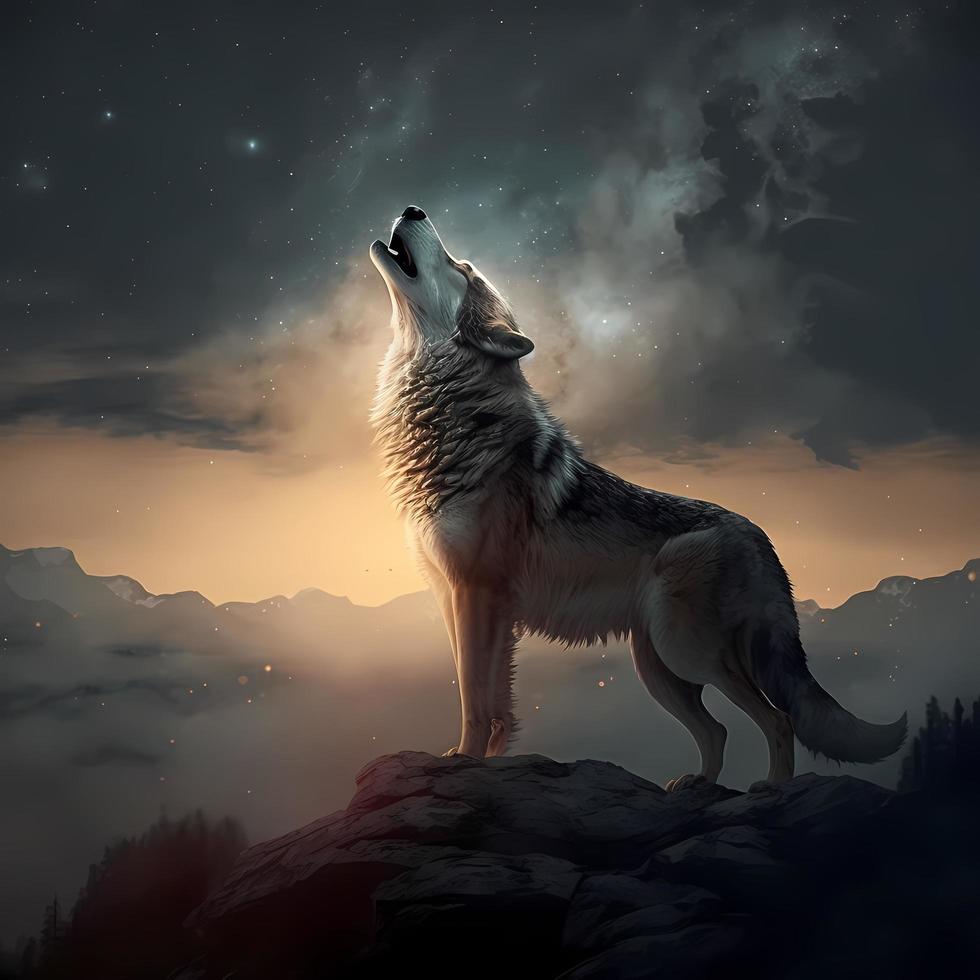 wolf illustration AI Generated photo