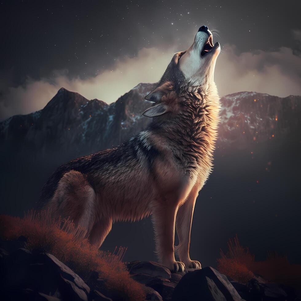lobo ilustración ai generado foto