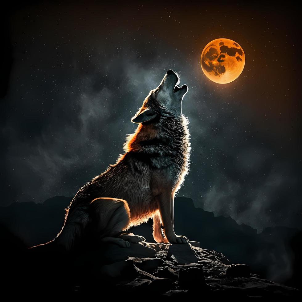 wolf illustration AI Generated photo