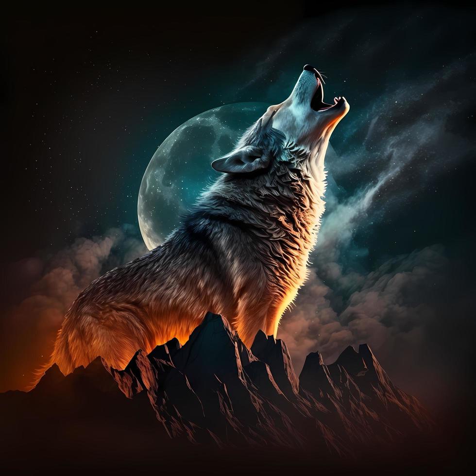 wolf illustration AI Generated photo