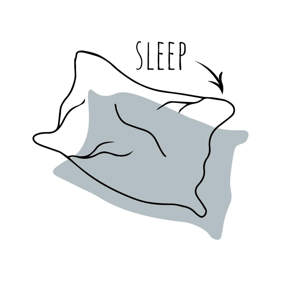 Doodle pillow, healthy sleep, self care vector