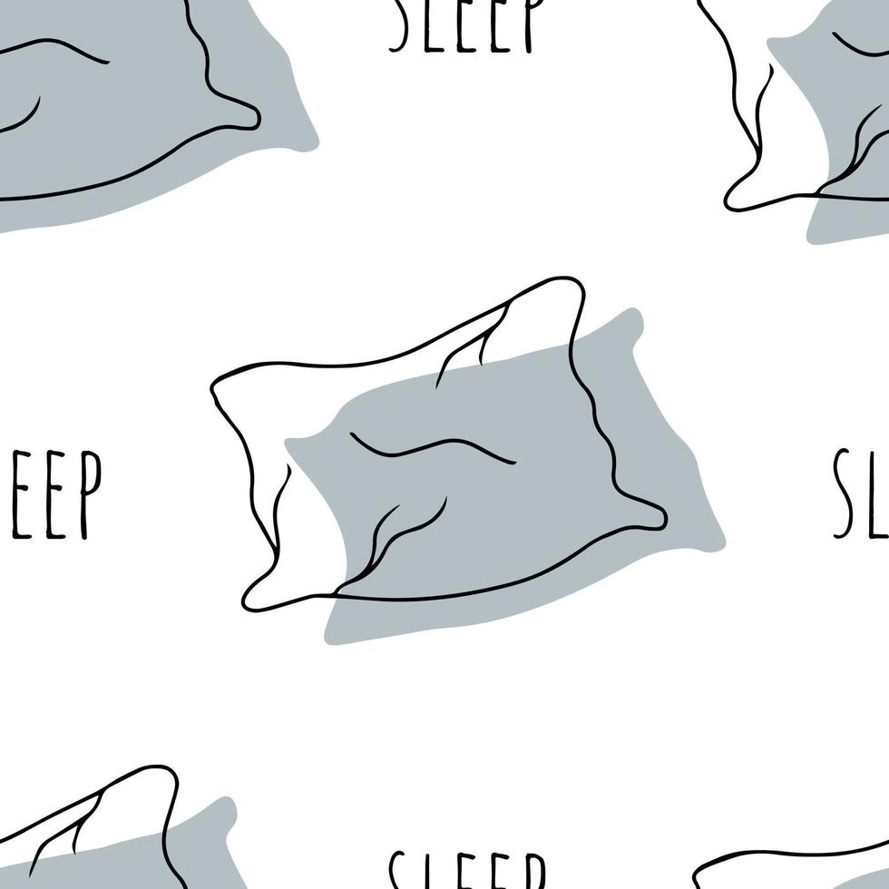 Seamless pattern Doodle pillow, healthy sleep vector