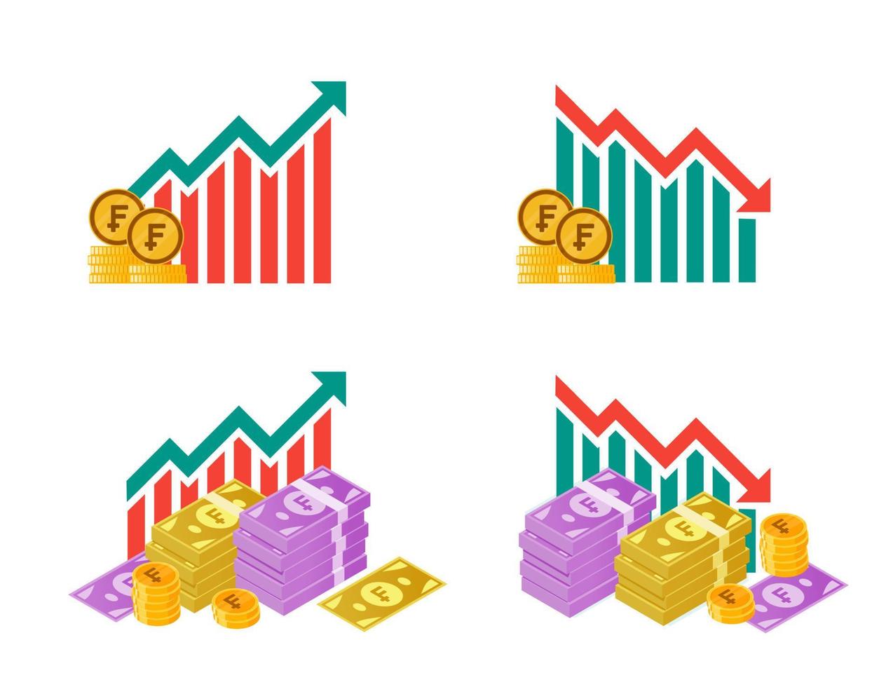 Swiss Franc Money Fluctuation Illustrations vector