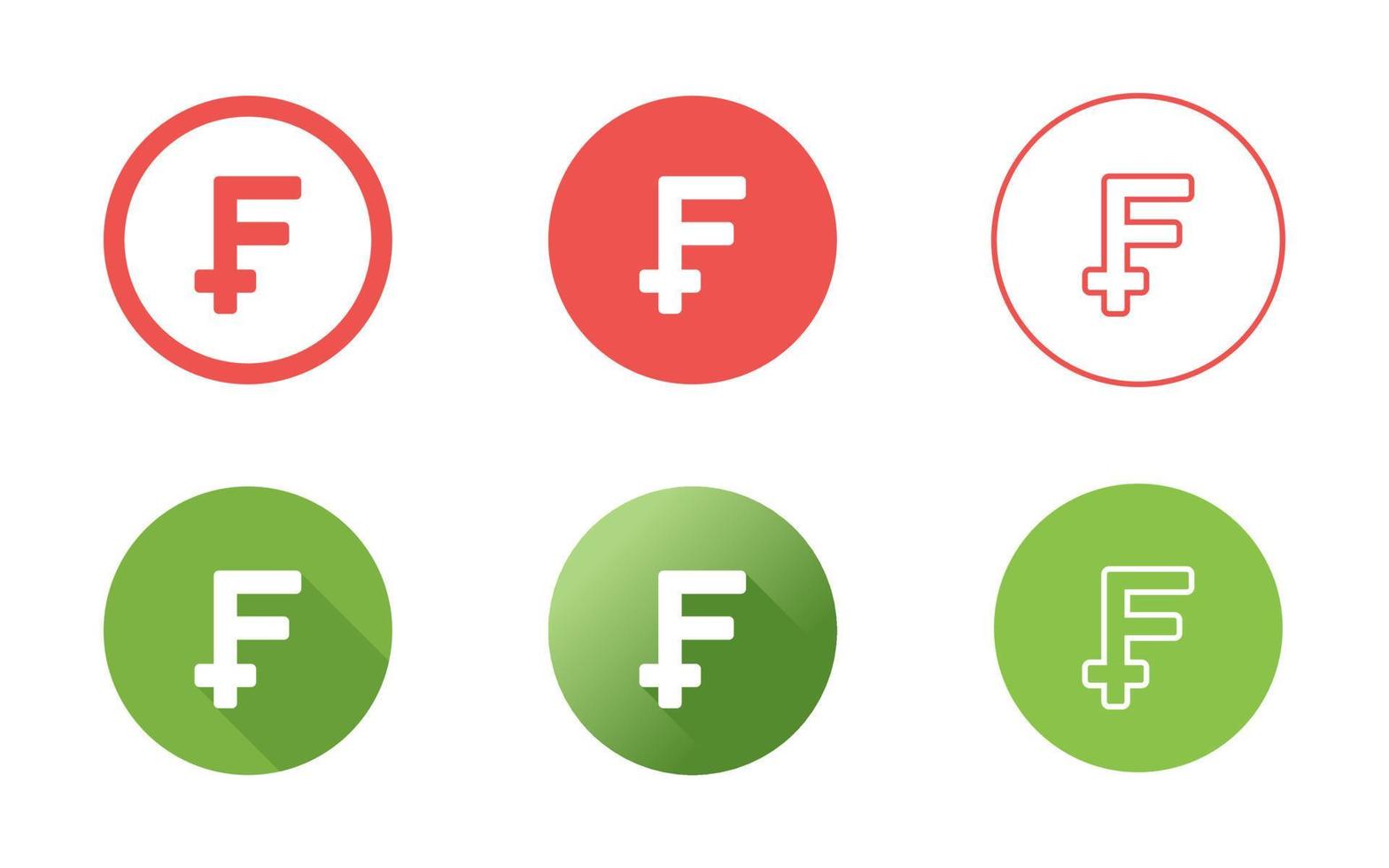 suizo franco símbolo icono conjunto vector