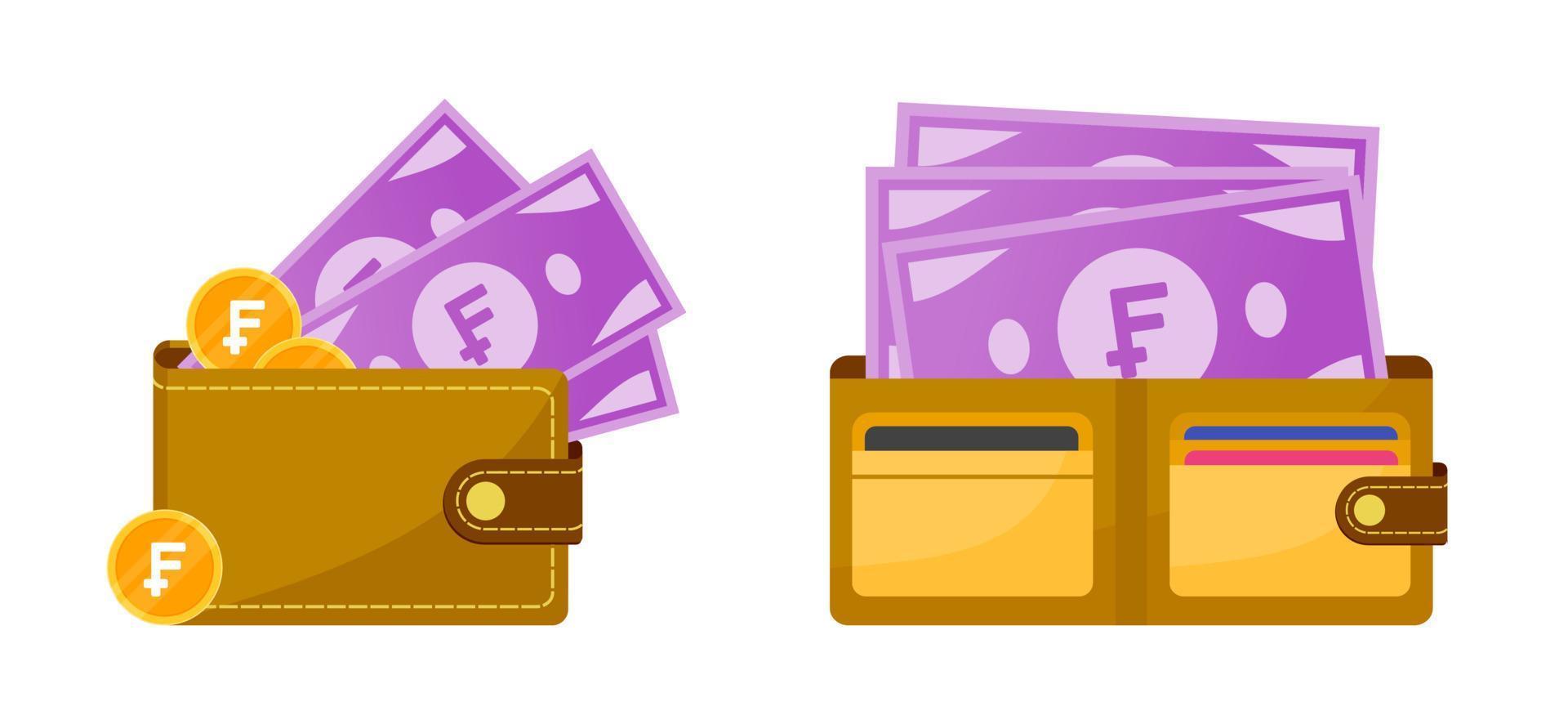 Wallet with Swiss Franc Money Illustration vector