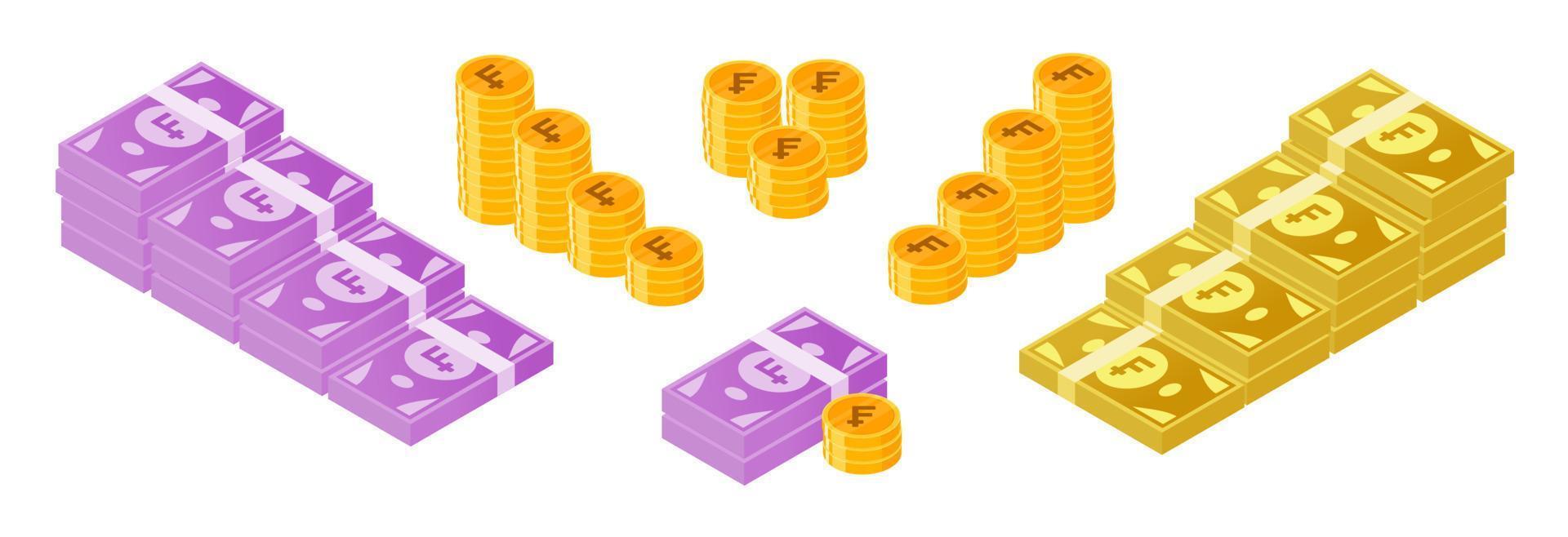 Swiss Franc Money and Coin Bundle Set vector