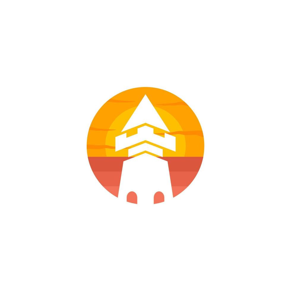 A lighthouse with a flag on it vector