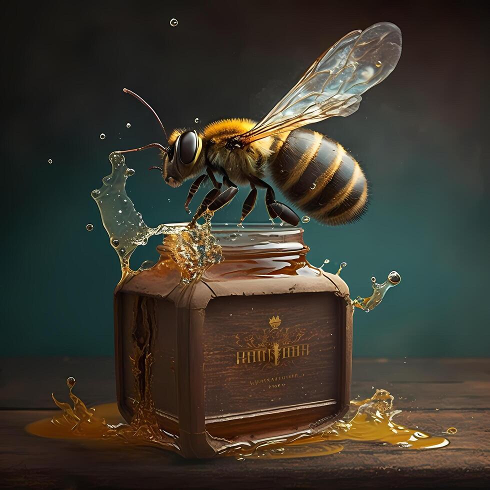 miel abeja ilustración ai generado foto