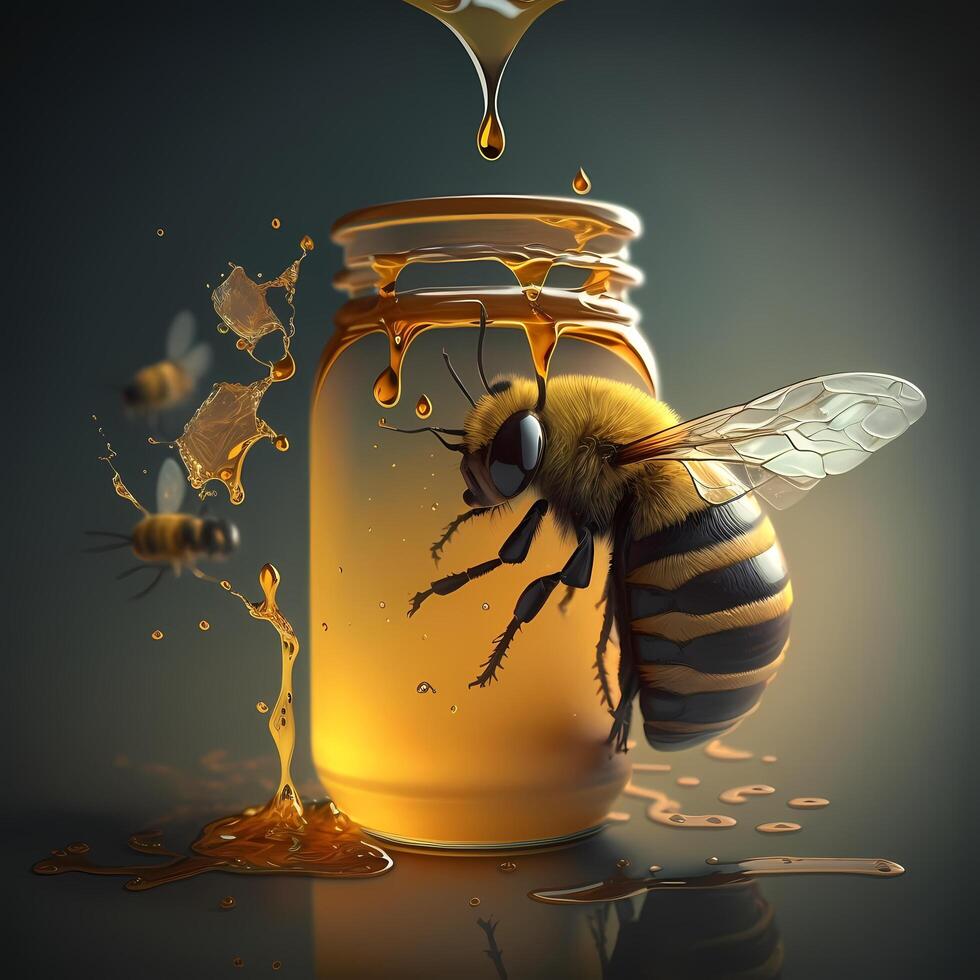 miel abeja ilustración ai generado foto