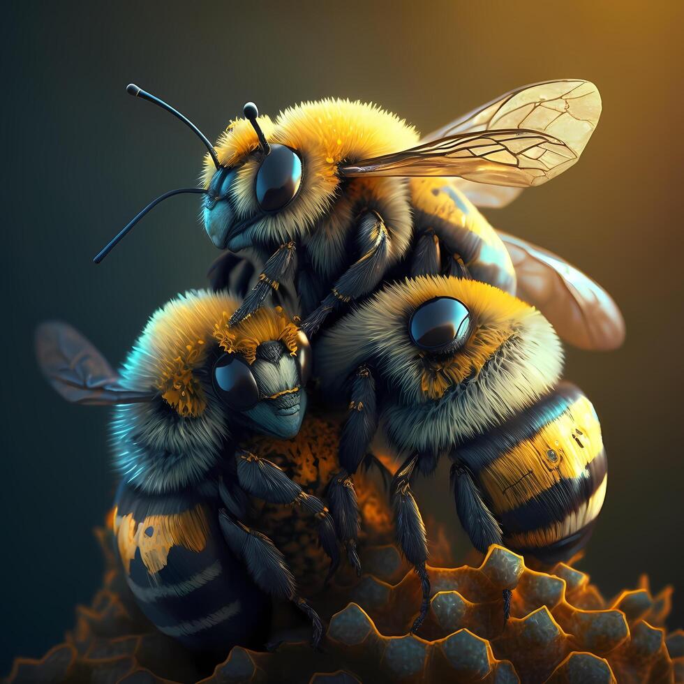 miel abeja ilustración ai generado foto