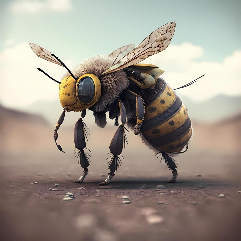 miel abeja ilustración ai generado foto