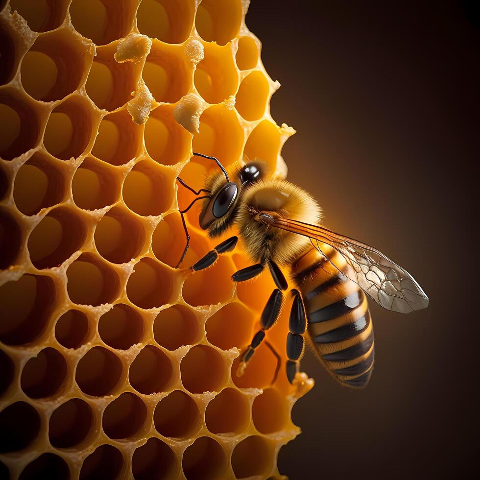 miel abeja ilustración ai generado foto