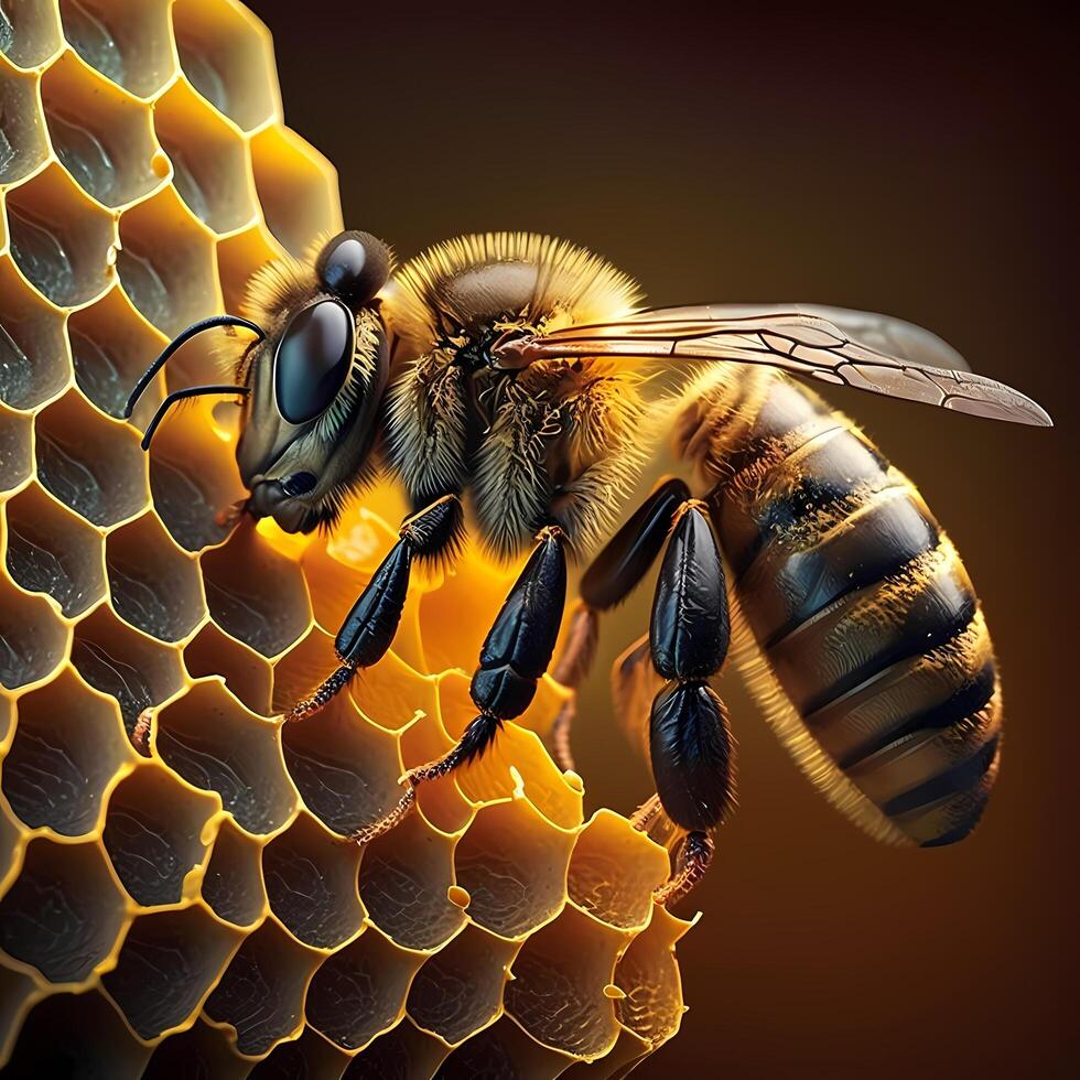 miel abeja ilustración ai generado foto