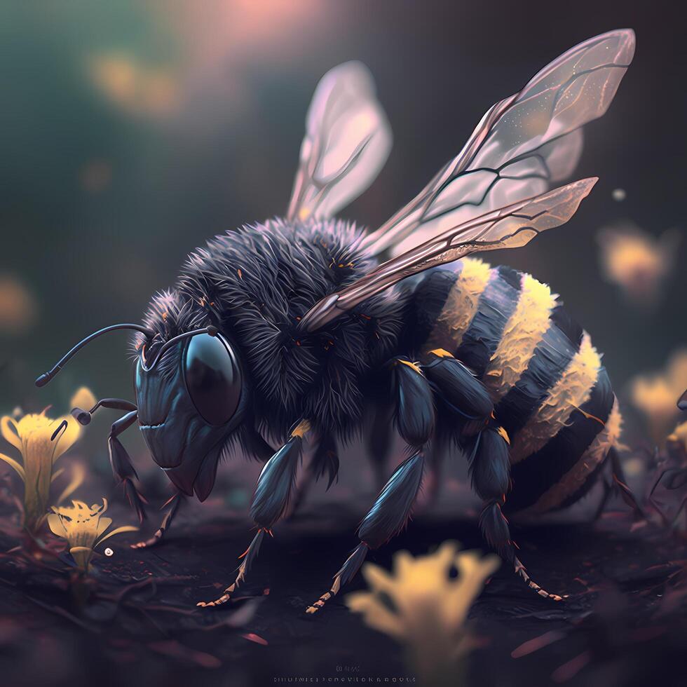 miel abeja ilustración ai generado foto