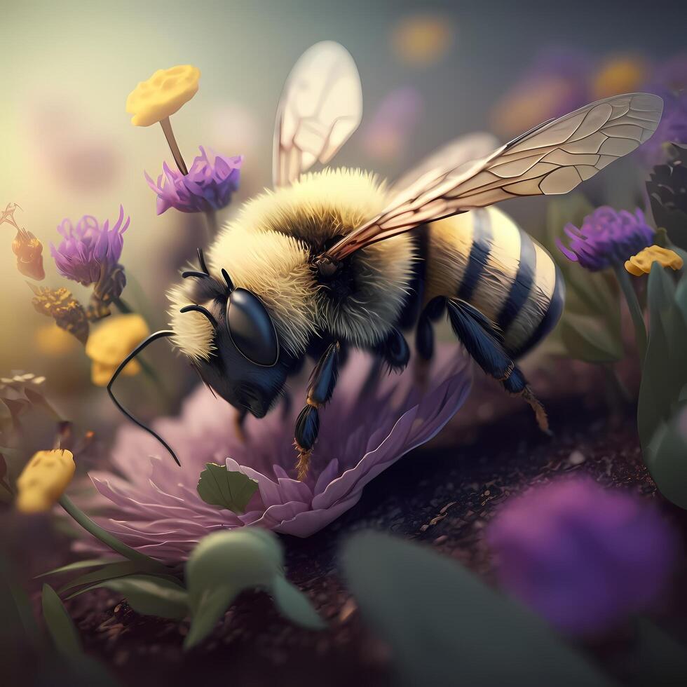 miel abeja ilustración ai generado foto