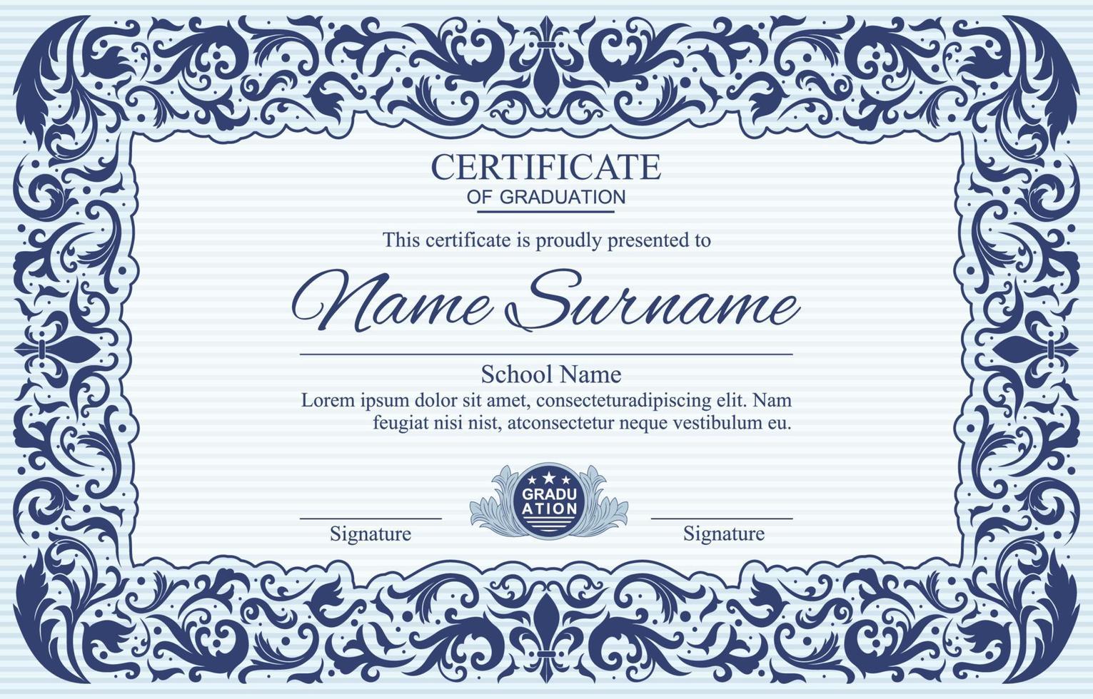 Classic Victorian Frame Certificate Template vector