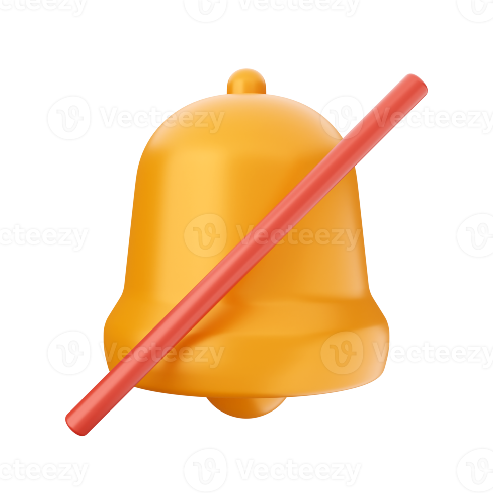 3d notification bell icon render illustration png