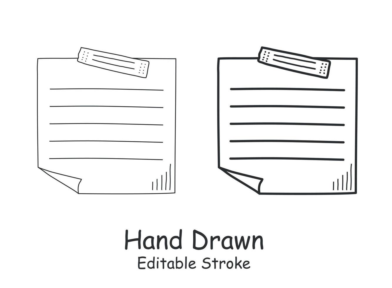 Hand drawn memo paper sheet icon in flat style. Sticky note vector illustration on isolated background.  To do list sign business concept.
