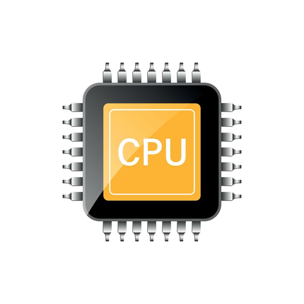 CPU for computer and smartphone icon in flat style. Processor chipset vector illustration on isolated background. Microchip sign business concept.