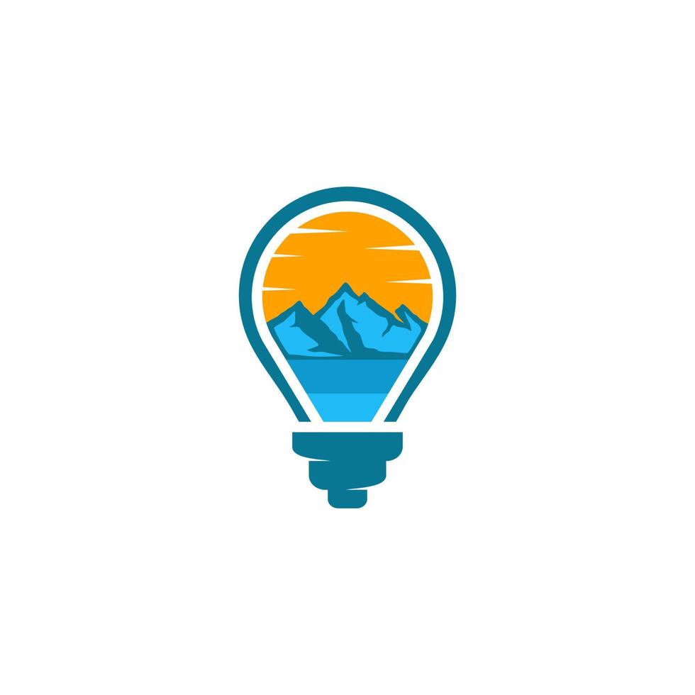 light bulb logo with a mountain in the center vector