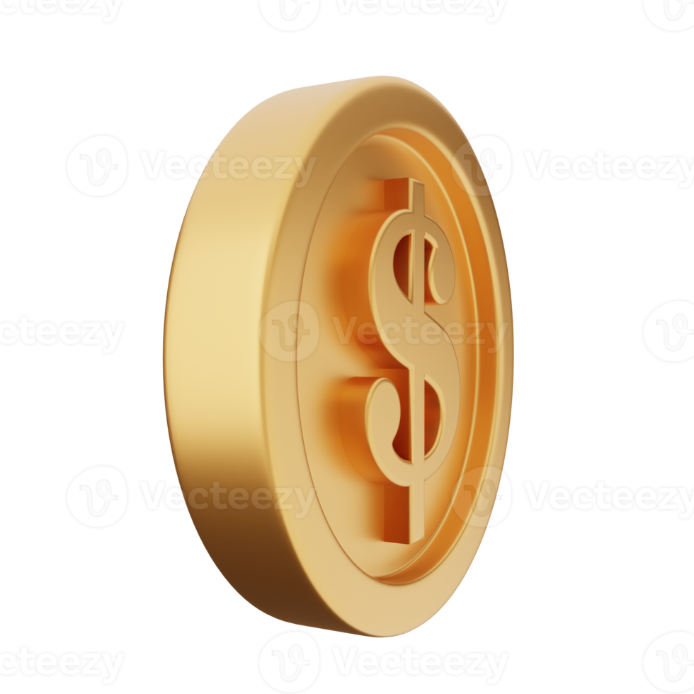 3d coin dollar gold png