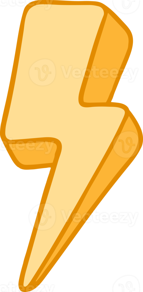 Lightning bolt, Thunderbolt, flat and doodle style png