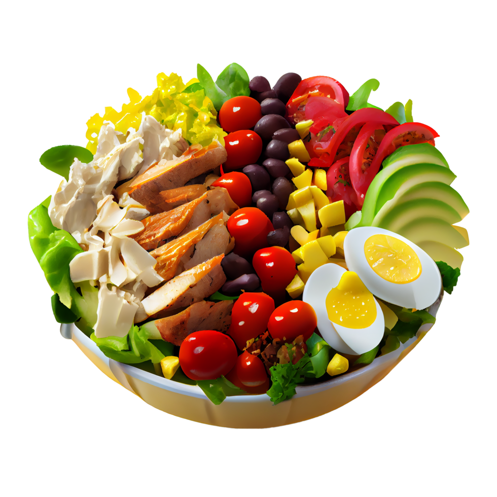 köstlich cobb Salat, cobb Salat png Bild, Tomaten, Speck, hart gekocht Eier, Blau Käse