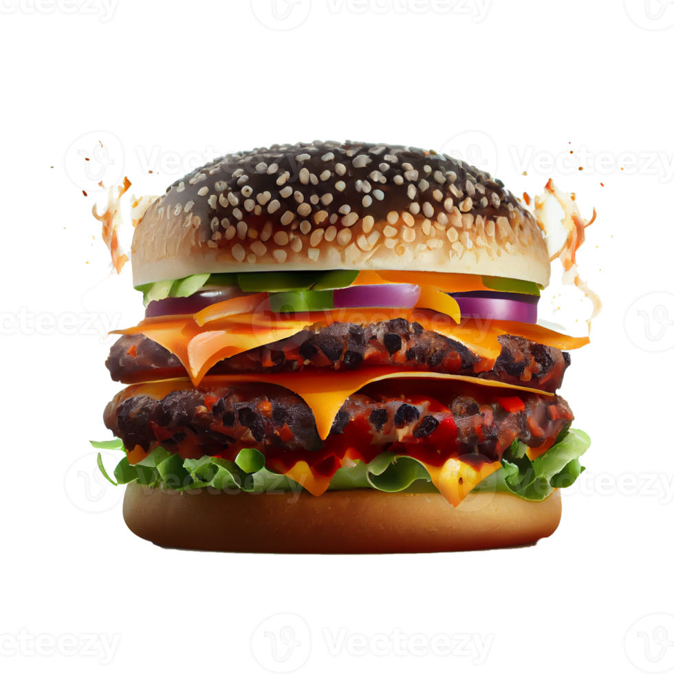 sabroso hamburguesa en transparente antecedentes png