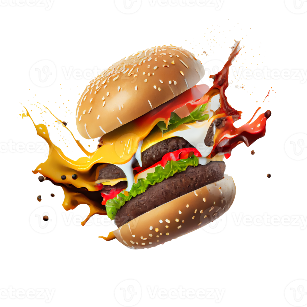 savoureux Hamburger sur transparent Contexte png