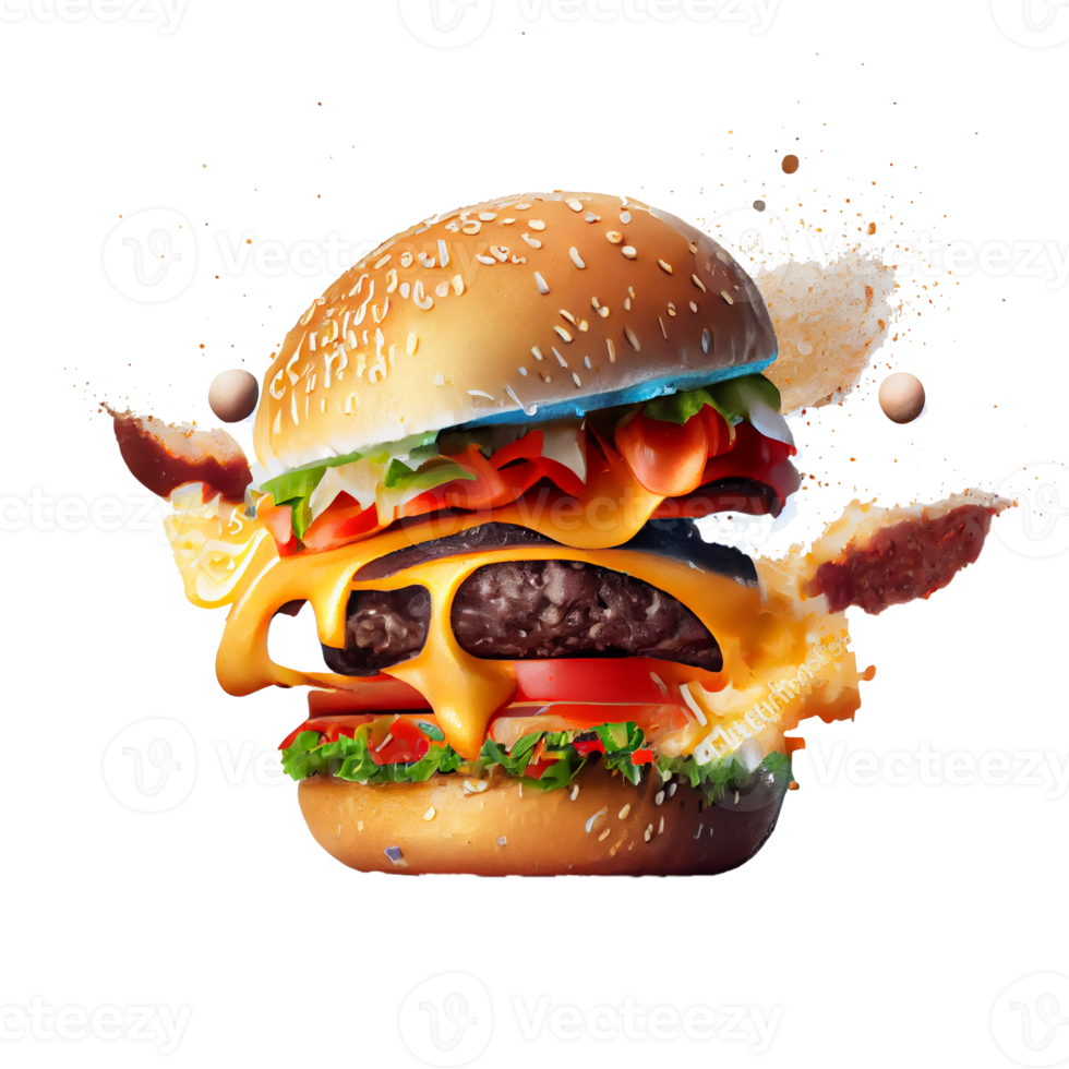 Tasty Hamburger on transparent background png