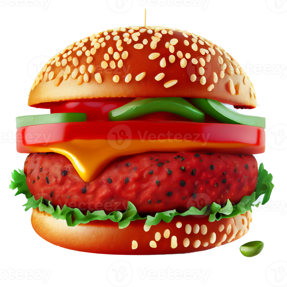 Tasty Hamburger on transparent background png