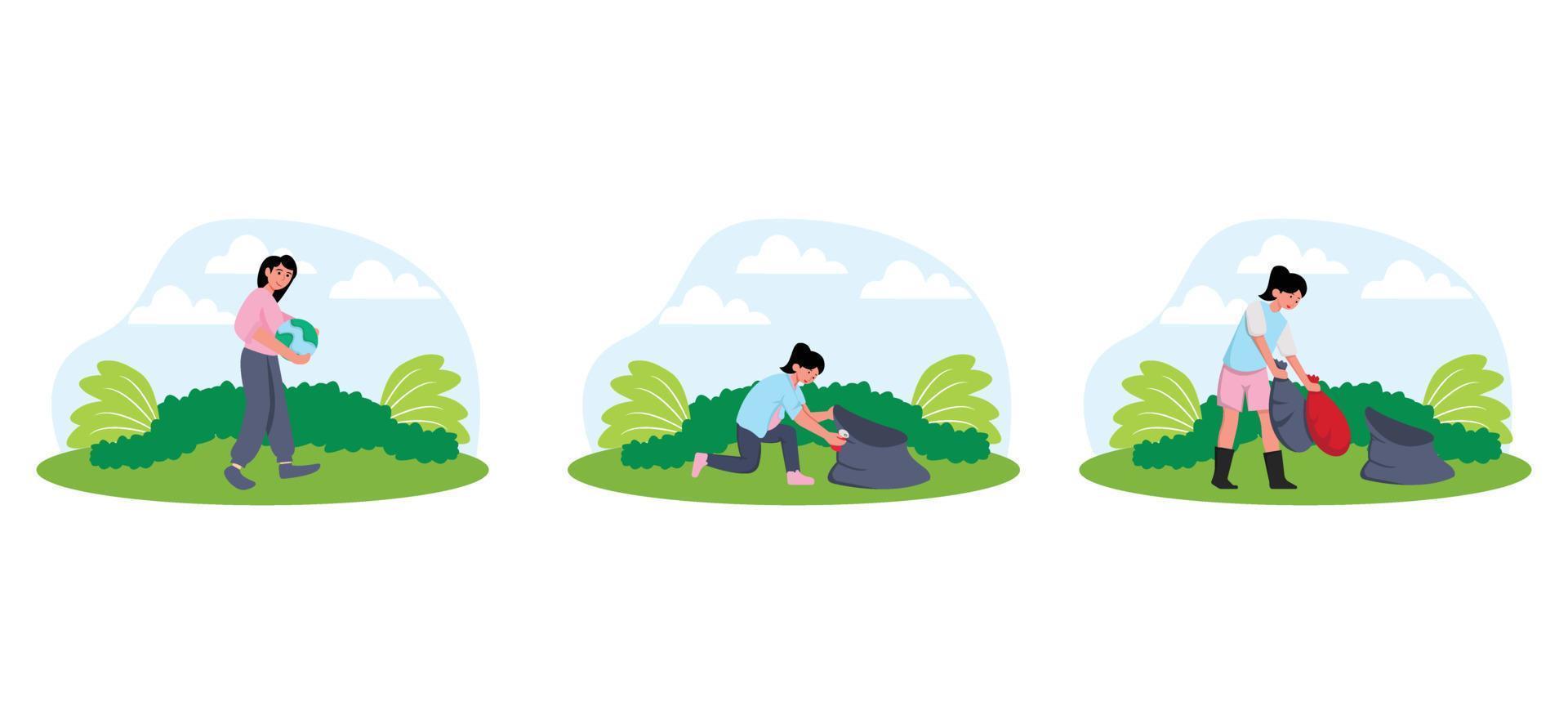 Flat Bundle Earth Day Design Illustration vector